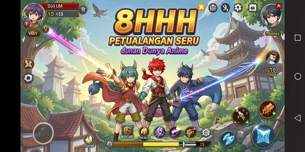 Gameplay seru dan interaksi karakter dalam 8HHH.