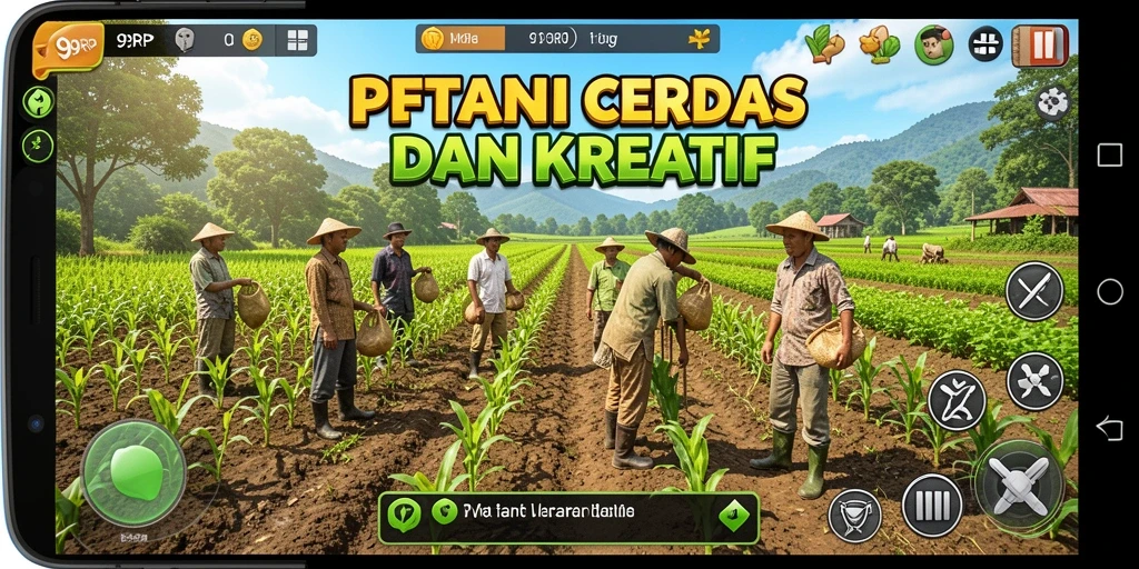 Screenshot gameplay 99RP yang menunjukkan kebun yang subur.