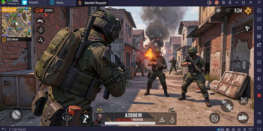 Tampilan gameplay seru di A200M, penuh aksi Battle Royale.