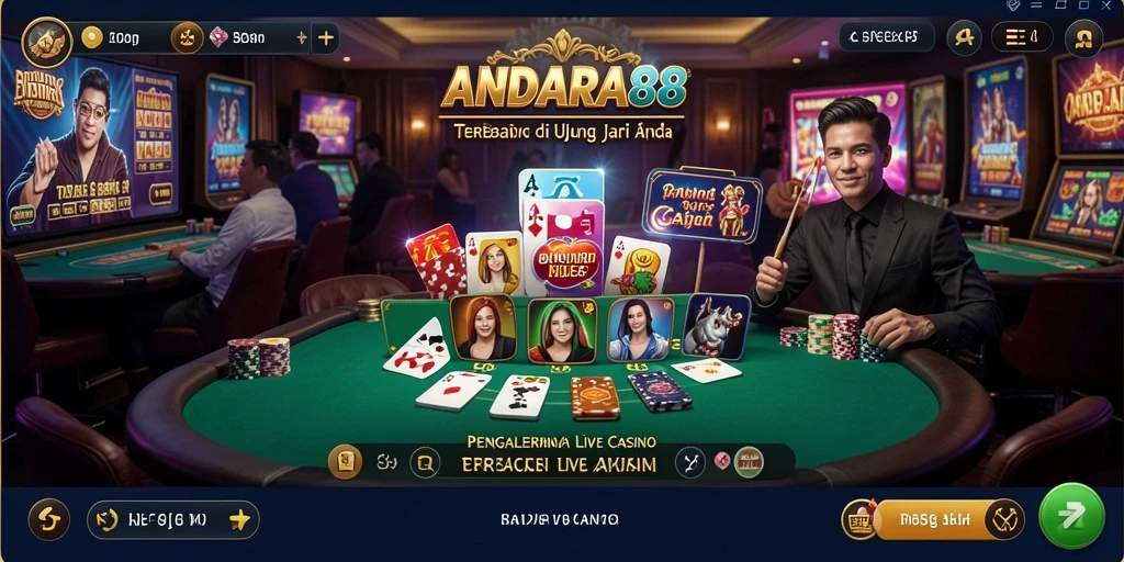 Screenshot gameplay Live Casino ANDARA88 yang mendebarkan dan interaktif.