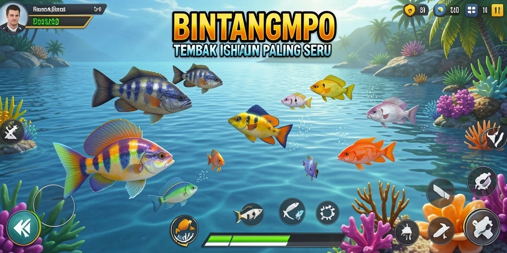 Tangkapan layar gameplay seru BINTANGMPO saat berburu ikan.