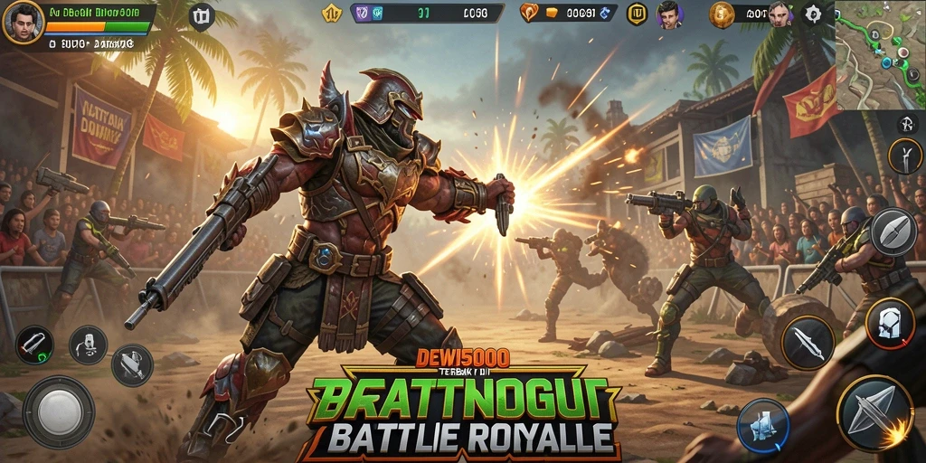 Tampilan aksi seru dalam pertandingan Battle Royale DEWI5000.