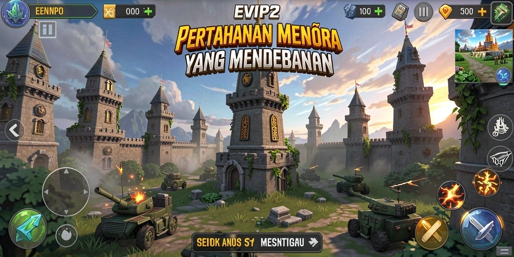 Tampilan gameplay menarik dari EVIP2 dalam genre Tower Defense.