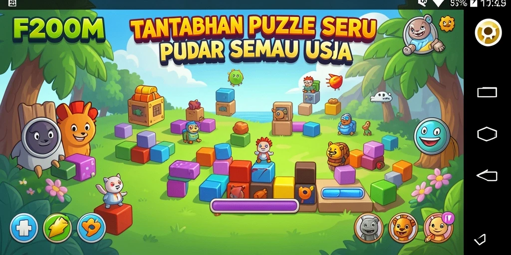 Gameplay F200M menampilkan berbagai teka-teki yang menarik dan kreatif.