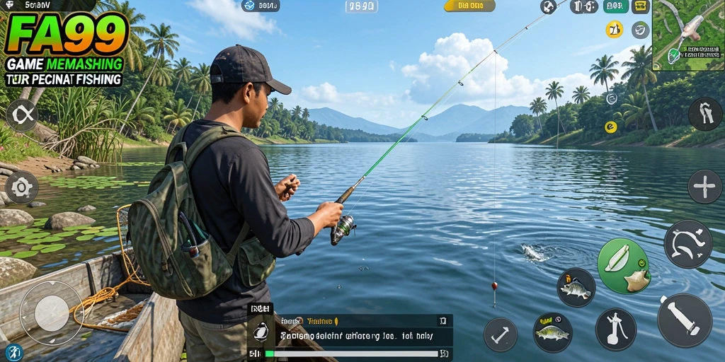 Tampilan gameplay FA99 yang seru dengan berbagai ikan untuk ditangkap.