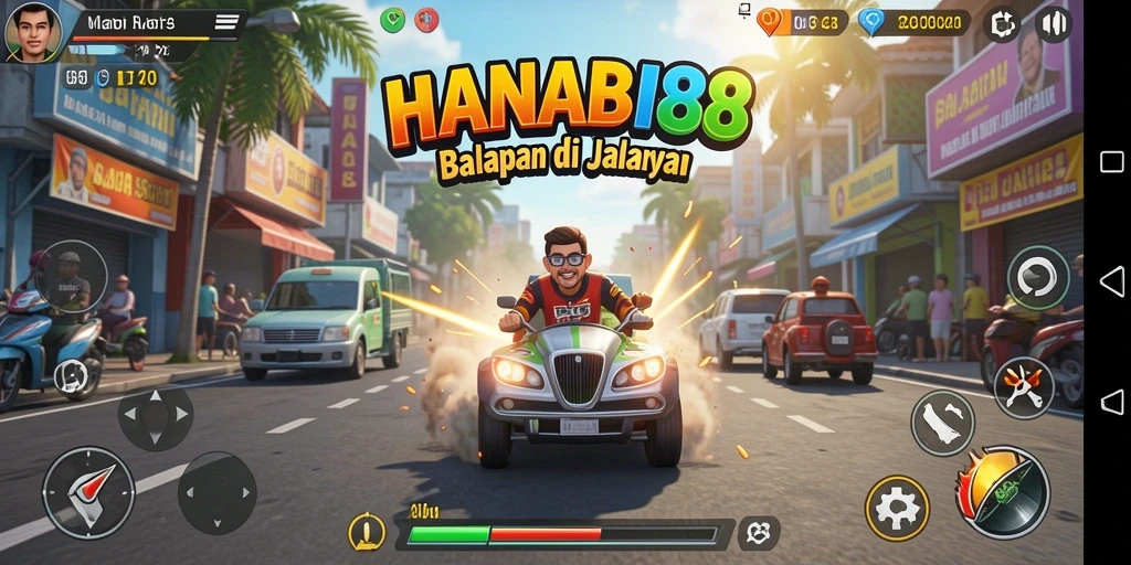 Tampilan gameplay balapan seru di HANABI88.