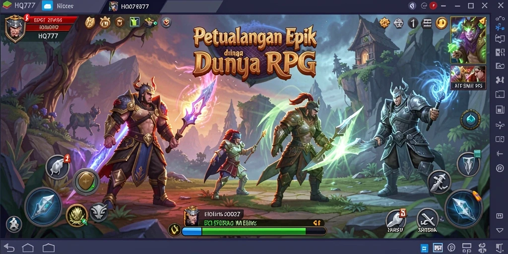 Screenshot menampilkan aksi seru dalam game RPG HQ777.