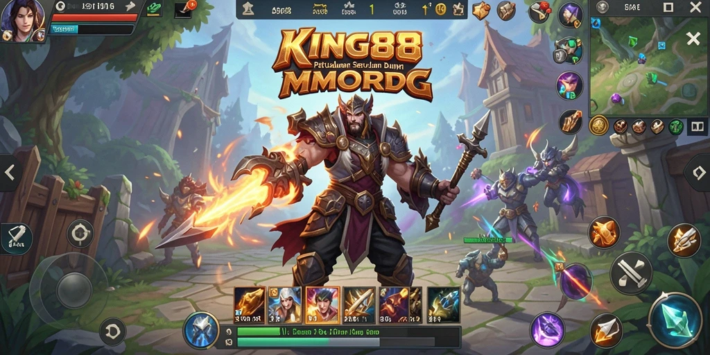 Tampilan gameplay KING88 dengan aksi seru di dunia MMORPG.