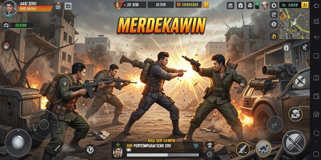 Gameplay Action seru dalam MERDEKAWIN yang memacu adrenalin.