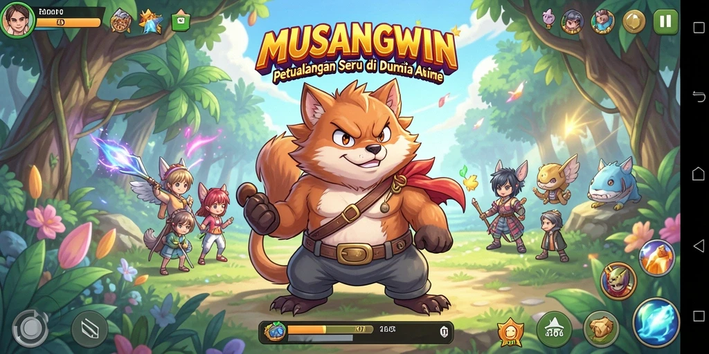 Tampilan gameplay seru dan karakter anime yang beragam di MUSANGWIN.