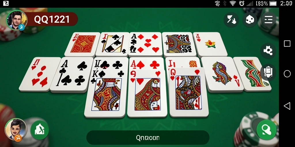 Tampilan gameplay seru dari aplikasi QQ1221 di permainan Domino.