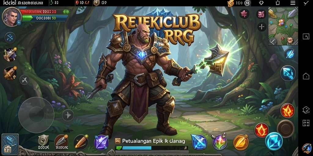 Screenshot gameplay REJEKICLUB yang menunjukkan pertarungan epik dan eksplorasi dunia.