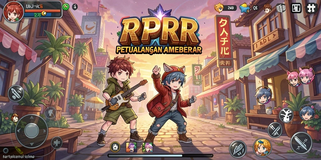 Tampilan gameplay RPRR yang penuh warna dan animasi karakter bergerak.