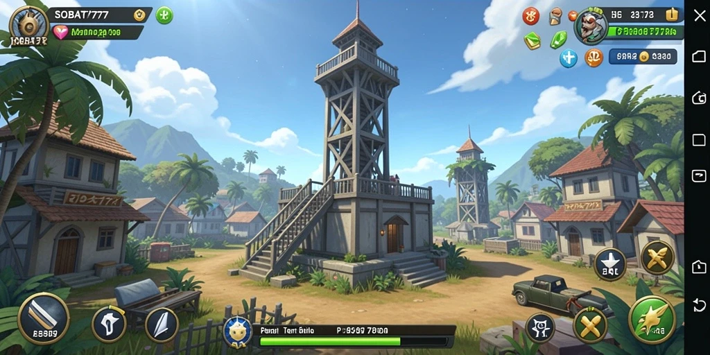Tangkapan layar SOBAT777 menampilkan aksi seru dalam gameplay Tower Defense.
