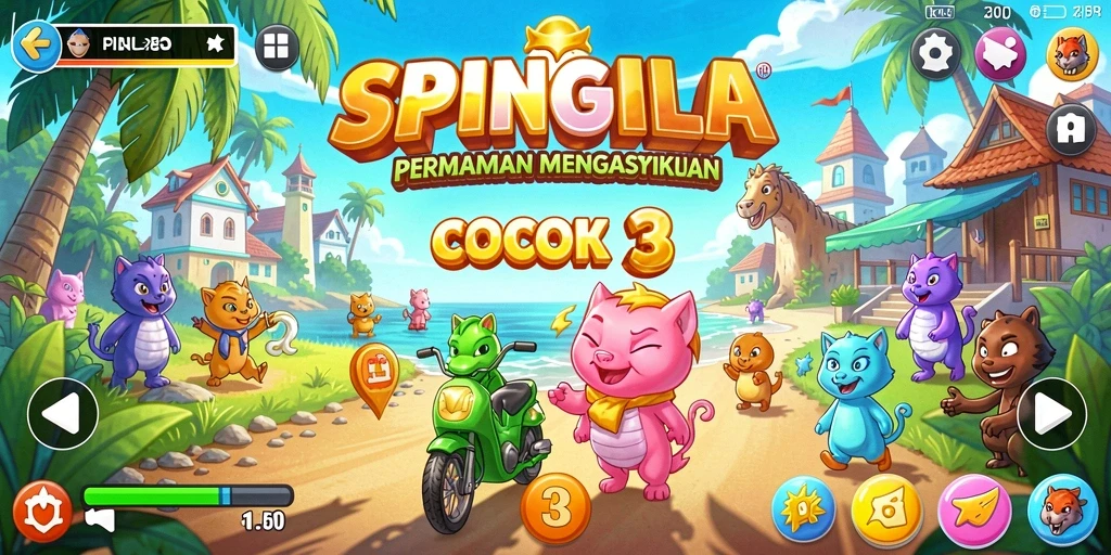Tampilan gameplay SPINGILA dengan tantangan Match-3 yang seru.