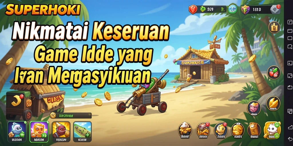 Tampilan gameplay SUPERHOKI dengan mekanisme Idle yang menarik.
